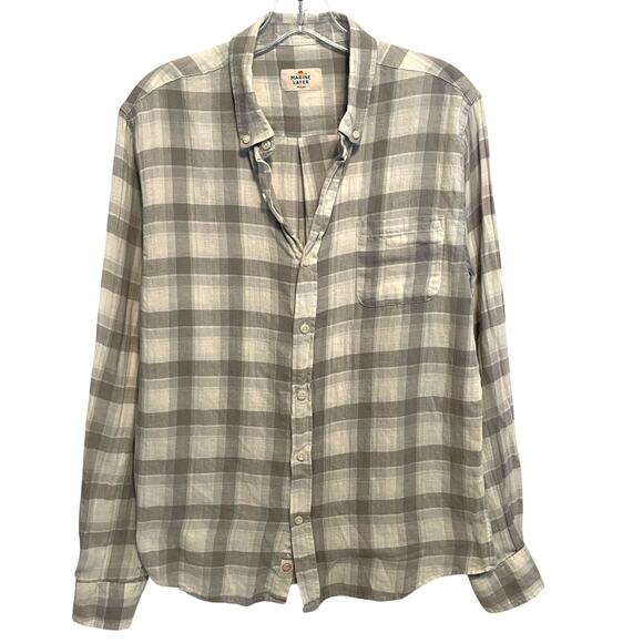 Marine Layer Other - Marine Layer Button-Down Shirt Mens Medium Gray Plaid Cotton Linen Casual